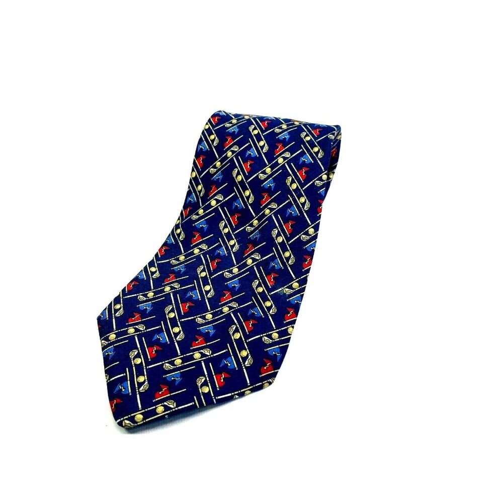 Brooks Brothers Mens Makers Necktie Blue Multicolor Tie Golf 100% Silk